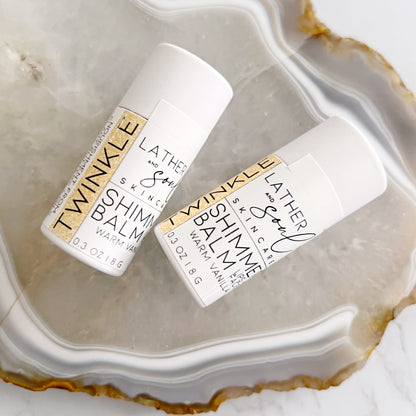 Shimmer highlighter stick and lip balm from Lather and Soul