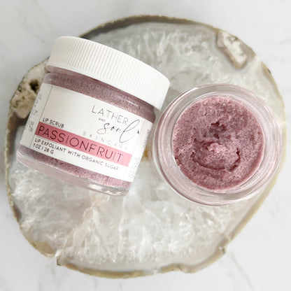 The juiciest passionfruit lip scrub from Lather + Soul