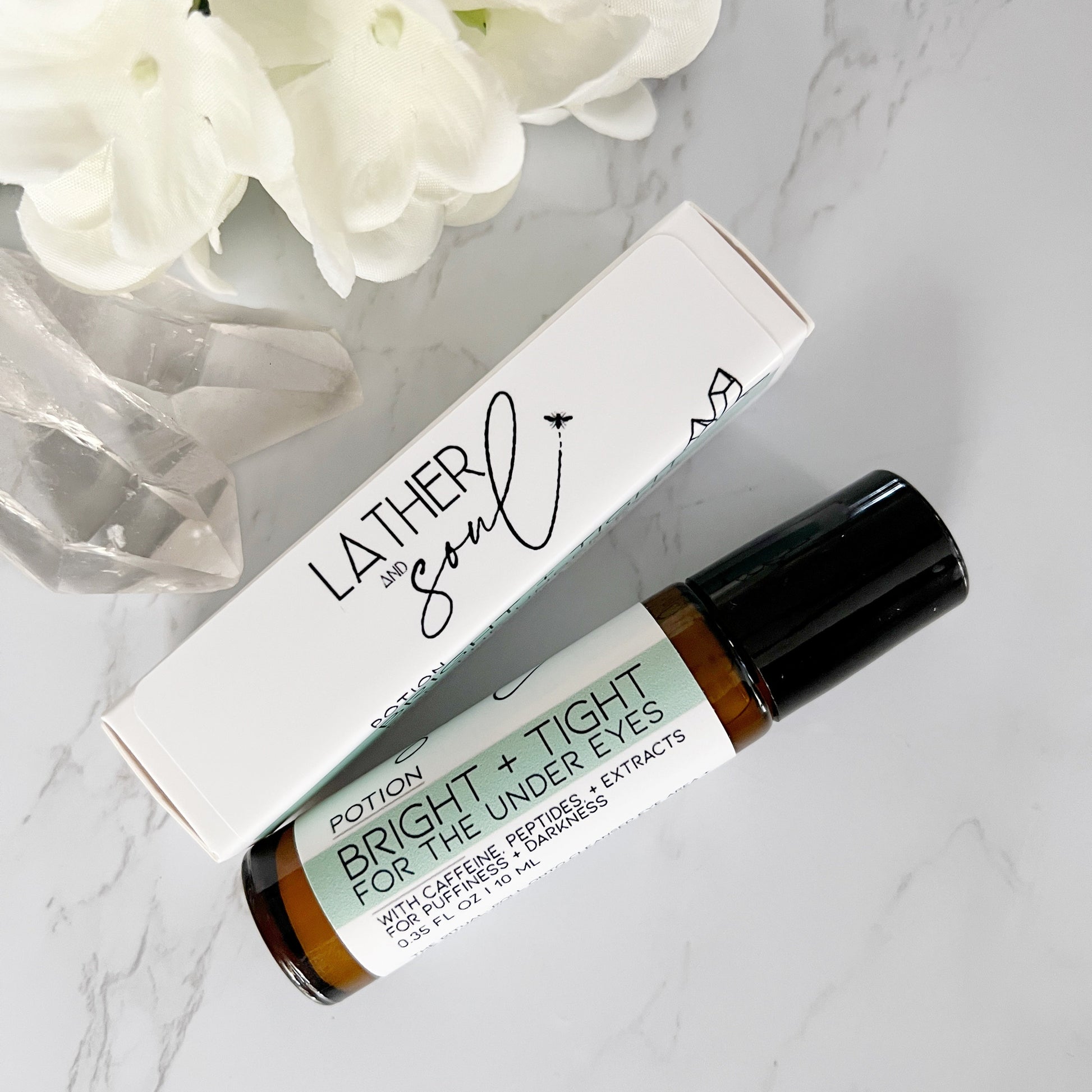 Tackle puffy, dark circles with our caffeine under eye serum in a convenient roller bottle!