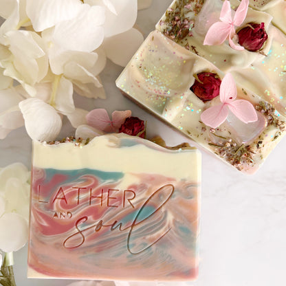 Handmade crystal soap to celebrate Ostara from Lather and Soul