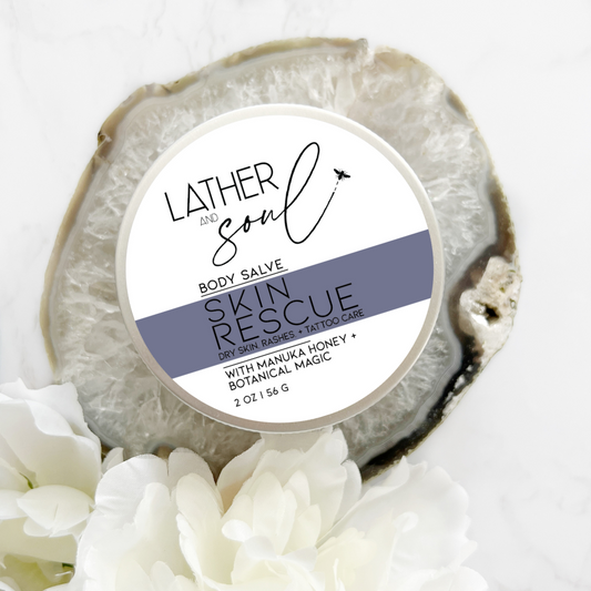 Skin Rescue Salve for soothing skin after a tattoo, or rashes, or cracked skin